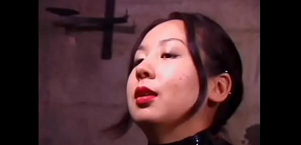  Kinky asian dominatrix whips sex slave in bondage dungeon